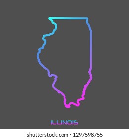 Illinois turquoise pink fluid gradient outline map, stroke. Line style. Vector illustration svg