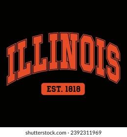 Illinois typography design vector, usa state shirt design vector. Jersey design vector, T-shirt design for usa 