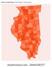 Illinois, United States. Simple vector map. State shape. Solid Regions style. Border of Illinois. Vector illustration.