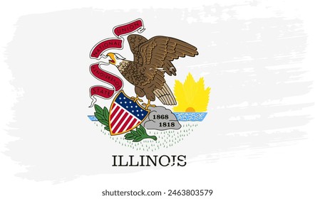 Illinois US flag, wide brush stroke on transparent background, vector.