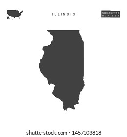 Illinois US State Blank Vector Map Isolated on White Background. High-Detailed Black Silhouette Map of Illinois.