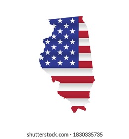 Illinois US state flag map isolated on white. Vector illustration.