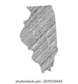 Illinois US state thread map line vector illustration