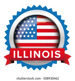 Illinois and USA flag badge vector