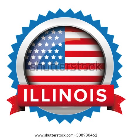 Illinois and USA flag badge vector