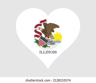 Illinois USA Heart Flag. IL US Love Shape State Flag. Illinois United States of America Banner Icon Sign Symbol Clipart. EPS Vector Illustration.