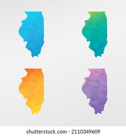 Illinois, EE.UU. Diseño de imágenes prediseñadas de mapa de polillas bajas. Ícono nacional gráfico de polígono geométrico. Símbolo de ilustración vectorial.