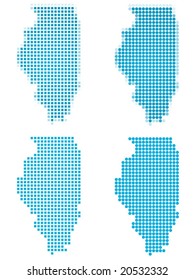Illinois (USA) map mosaic set. Isolated on white background.