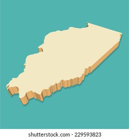 Illinois USA Map Vector Three Dimensional