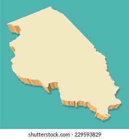 Illinois USA Map Vector Three Dimensional