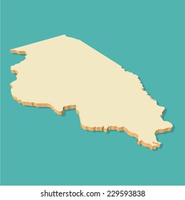 Illinois USA Map Vector Three Dimensional
