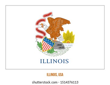 Illinois (USA State) Flag Vector Illustration on White Background. Flag of the United States of America.