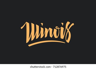 Illinois USA State Word Logo Name Hand Painted Brush Lettering Calligraphy Logo Template