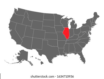 Illinois vector map. High detailed illustration. United state of America country