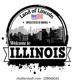 Illinois vintage stamp with text Land of Lincoln written inside, vector illustration