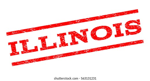 Illinois watermark stamp. Text caption between parallel lines with grunge design style. Rubber seal stamp with dust texture. Vector red color ink imprint on a white background.