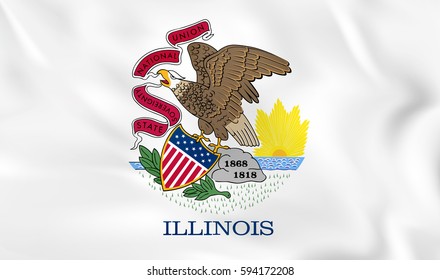 Illinois waving flag. Illinois state flag background texture.Vector illustration