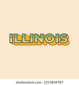 Illionois State Country Vector, Retro Vintage Lettering Design