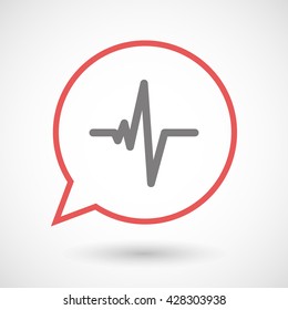 Illistration of an isolated line art comic balloon with a heart beat sign