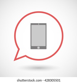 Illistration of an isolated line art comic balloon with a smart phone