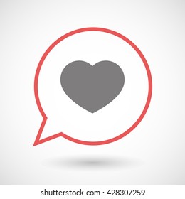 Illistration of an isolated line art comic balloon with a heart