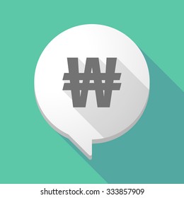 Illistration of a long shadow comic balloon with a won currency sign