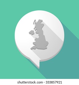 Illistration of a long shadow comic balloon with  a map of the UK 