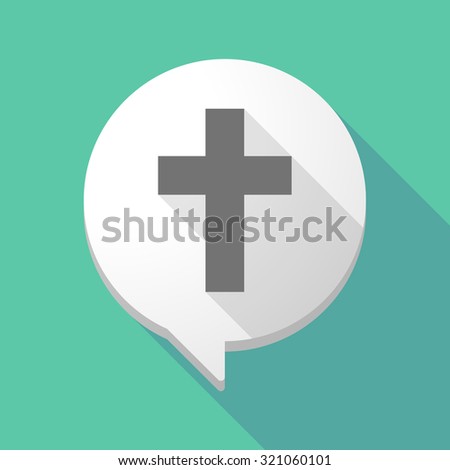 Illistration of a long shadow comic balloon with a christian cross