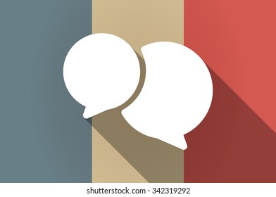 Illistration of a long shadow flag of France vector icon with  comic balloons