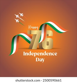Illiustration of 76th Indian Independence day. Celebration of 15th August.