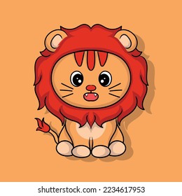illlustration art cute cartoon little lion character design 
