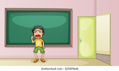 Illlustration of boy crying at school