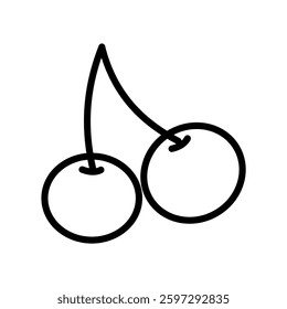Illlustration of cherry fruit from berries family in hand drawn doodle line art style . High resolution and editable icon vector perfect for symbol, logo, and design element