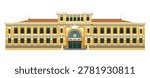 Illlustration of the historic Saigon Central Post Office in Ho Chi Minh City, Vietnam