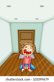 Illlustration of a kid crying at home