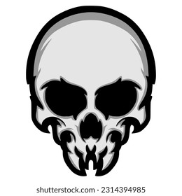 Illlustration skull head logo design darkness