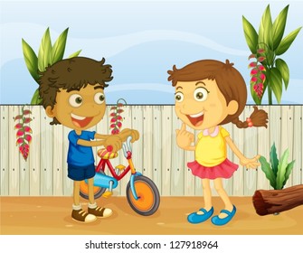 Illlustration of two children talking