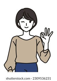 Illlustration of woman gesturing ok