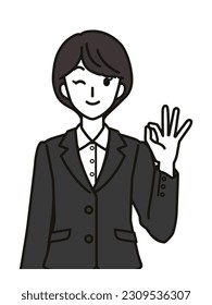 Illlustration of woman gesturing ok