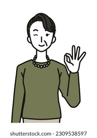 Illlustration of woman gesturing ok