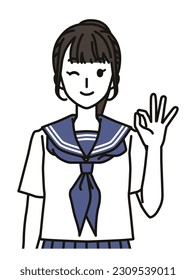 Illlustration of woman gesturing ok