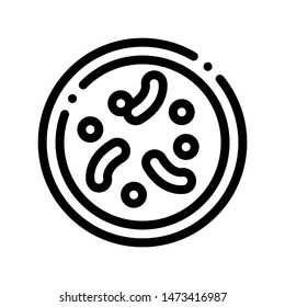 Illness Disease Bacteria Vector Thin Line Icon. Unhealthy Bacteria Parasite In Flask Linear Pictogram. Chemical Microbe Type Infection Microorganism Bacteriology Contour Monochrome Illustration