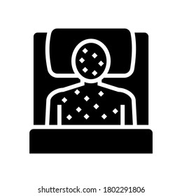 enfermedad humana con erupción en el vector de icono de glifo en cama. Enfermedad humana con erupción en el signo de la cama. símbolo de contorno aislado ilustración negra