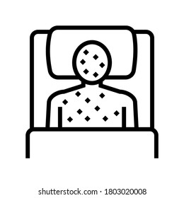 illness human with rash in bed line icon vector. illness human with rash in bed sign. isolated contour symbol black illustration