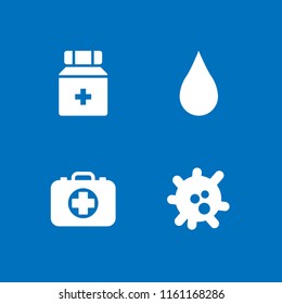 illness icon. 4 illness set with virus, pill, doctor and blood vector icons for web and mobile app