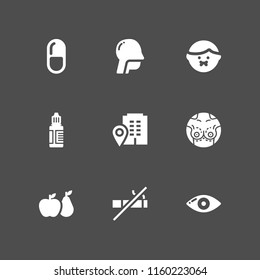 illness icon. 9 illness set with health, medicine, visit and no smoking vector icons for web and mobile app