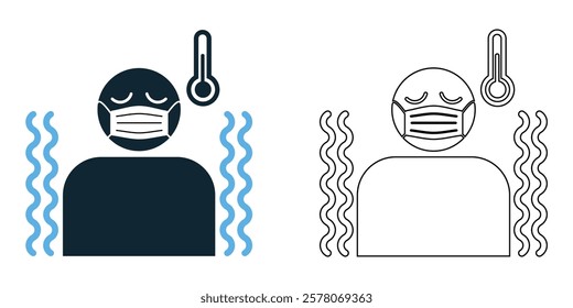 illness icon vector, sick person, disease, fever, and healthcare. Ideal for medical and health pictogram symbol ui and ux design, glyphs and stroke line