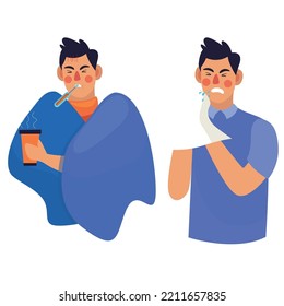 illness man symptom characters vector illustration concept design