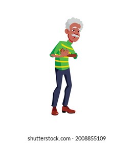 illness old man with heart attack at home cartoon vector. illness old man with heart attack at home character. isolated flat cartoon illustration