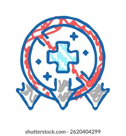 illness, poverty problem doodle icon sketch vector. illness, poverty problem sign. isolated symbol illustration
